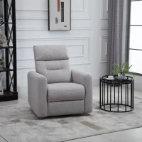 HOMCOM Manual Recliner Swivel Rocker Chair Theater Chair Single Sofa with Linen Fabric for Living Room Bedroom, Beige(m-10)