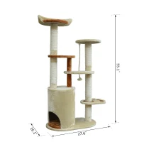 Pawhut 55" Cat Tree Condo Scratching Post Furniture Scratcher House(m-3)