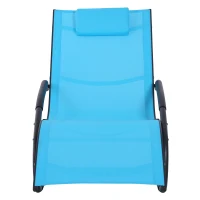 Outsunny Zero-Gravity Rocking Chair Garden Patio Lounger Seat Outdoor Indoor Texteline Recliner Backyard Aluminum Frame Rocker Blue(m-4)