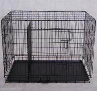 PawHut 36-inch Two Door Folding Metal Dog Crate Cage Kennel with Divider(m-2)