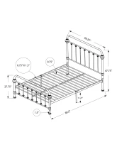 Monarch 56" Contemporary Vertical Slat Finial Metal Bed Frame - Full Size - White Finish(m-4)