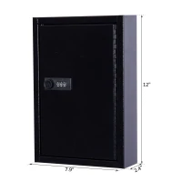 HOMCOM Lockable Steel Key Cabinet Wall Mounted w/ Key Tags Black(m-3)