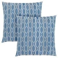 Monarch 18" x 18" Wave Pattern Throw Pillow (Set of 2) - Blue(m-1)