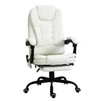 Vinsetto 7-Point Vibrating Massage Office Chair High Back Executive Recliner with Lumbar Support, Footrest, Reclining Back, Adjustable Height, White(m-1)