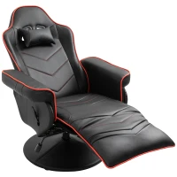 Vinsetto High Back Racing Style Gaming Chair, PU Leather Gamer Recliner Chair with Swivel Pedestal Base, Adjustable Footrest, and Head Pillow, Black(m-8)