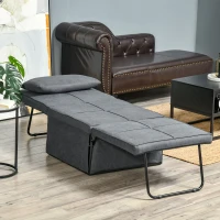HOMCOM 4-in-1 Multi Function Folding Single Sofa Bed with Retractable Footrest, Convertible Sleeper with Adjustable Backrest For Living Room and Small Spaces, Dark Grey(m-2)