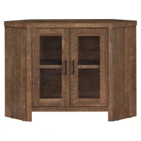 Monarch 42" Corner TV Stand and Cabinet with Glass Doors and Reclaimed Wood-Look Finish - Brown(m-1)