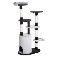 Pawhut 55-inch Cat Tree Scratching Furniture with Condo Post (Black/Gray)(m-2)
