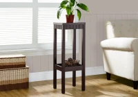 Monarch 32" Symmetrical Carving Design 2-Tier Wood Grain-Look Plant Stand Side Accent Table - Cappuccino Brown Finish(m-2)