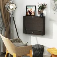 HOMCOM Wall Mounted Desk with Storage Shelves, Floating Desk with Foldable Tabletop, Space Saving Computer Writing Table, Coffee(m-8)