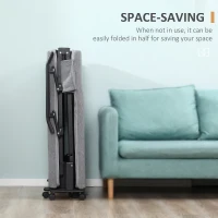 HOMCOM Rollaway Bed, Folding Bed with 3.25" Mattress, Portable Foldable Guest Bed with Adjustable Backrest, and Metal Frame on Wheels, Light Grey(m-5)