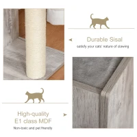 PawHut Cat Tree Climbing Activity Center with Scratching Post Condo Perch Cushions 34.75" H, Grey(m-5)