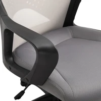Vinsetto Office Computer Chair Mesh High Back Lumbar Support Adjustable Height Padded Linen Swivel Castor Wheels Grey(m-7)