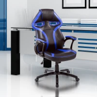 HOMCOM Gaming Racing Chair Rocking Function Computer Seat High Back Adjustable Padded Armrest Home Office Blue(m-1)