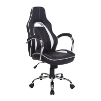 HOMCOM High Back Executive Racing Office Chair PU Leather Swivel Computer Desk Seat Black and White"(m-2)