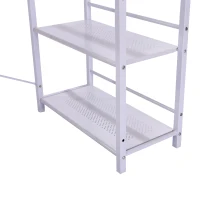 Open Box HomCom 50" Modern Office Desk With Storage Shelves Bookcase - White(m-9)