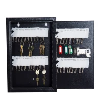 HOMCOM Lockable Steel Key Cabinet Wall Mounted w/ Key Tags Black(m-2)