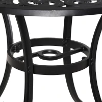 Outsunny Φ34" Outdoor Patio Garden Table with Unique Floral Design, Aluminum Material, & 1.75" Umbrella Hole(m-10)