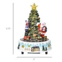 HOMCOM Animated Christmas Tree Scene, Pre-Lit Musical Collectable Decor with Moving Train and Santa, Winter Wonderland Set for Indoor Holiday Display(m-3)