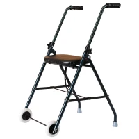 HOMCOM Folding Adjustable Walker Rollator Healthcare Wheeled Mobility Walking Aid with Seat Aluminum Lightweight(m-2)
