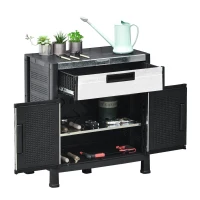 Outsunny Storage Sheds Outdoor Cabinet for Garden Tool with Adjustable Shelves, Ample Drawer with Waterproof PP & Galvanized Steel for Indoor/Outdoor Use(m-8)