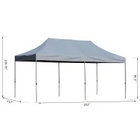 Outsunny 10' x 20' Pop Up Canopy Tent, Instant Sun Shelter, Tents for Parties, Height Adjustable, with Wheeled Carry Bag, for Outdoor, Garden, Patio, Gray(m-3)