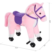 Qaba Kids Walking Pony Ride on Horse Rocking Toy Wheels & Footrest Neigh Sound Child Gift Pink(m-3)
