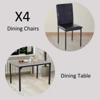 HOMCOM 5pcs Kitchen Dining Table Padded Seat PU Upholstery(m-6)
