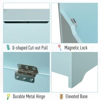 Qaba Kids Toy Chest Wooden Toy Storage Organizer Chest Box with Magnetic Hinge, Large Storage Space, & Groove Handle, Blue(m-6)