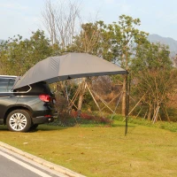 Outsunny Easy-Out Self Standing Rooftop Car Awning with PU Polyester Fabric for Sun-Shade & UV/Water Protection, Grey(m-7)
