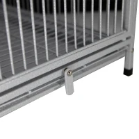 PawHut 18" Heavy Duty Wrought Iron Travel Bird Cage Carrier With Handle Perch And Accessories - White(m-10)