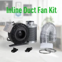 DURHAND 4 Inch Inline Fan Carbon Filter Duct Combo 2 Clamps Hydroponics Grow Room Tent Ventilation Kit(m-1)