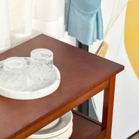 HOMCOM Kitchen Sideboard, Storage Buffet Cabinet with Open Shelf, Glass Door Cabinet and Adjustable Shelf for Living Room, Cherry(m-15)