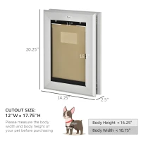 PawHut 2 Way Dog Door, Aluminum Doggy Pet Flap for Wall, Fast Installation, Magnetic Closure, Locking Panel, Weather Resistant, Insulating, Weight Limit 55 lbs(m-3)