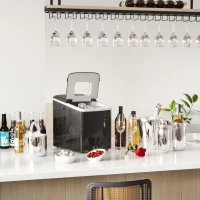 HOMCOM Portable Countertop Ice Maker Machine, 9 Cubes in 8 Minutes, Ice Machine for Freezer 27lbs/24H, Automatic Cleaning with Scoop and Basket for Kitchen Home Office Bar(m-2)