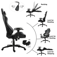 HOMCOM Executive Gaming Racing Office Chair Ergonomic Recliner Adjustable Swivel PU Padded Home Office Black(m-5)