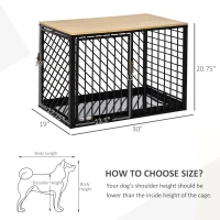 PawHut Furniture Style Dog Crate End Table w/ Cleaning Tray, Steel Dog Cage Kennel for Small Medium Pet Indoor Use Black(m-3)