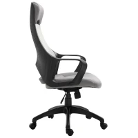Vinsetto Office Computer Chair Mesh High Back Lumbar Support Adjustable Height Padded Linen Swivel Castor Wheels Grey(m-3)
