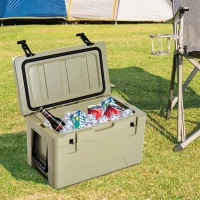 Outsunny 32 Quart Heavy Duty Ice Cooler Outdoor Insulated Rotomolded Cooling Box Portable Hunting Fishing Camping Performance Cooler(m-1)