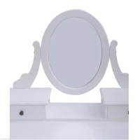 HomCom Dressing Table Stool Makeup Mirror Wood Dresser Antique Style Shabby Chic with Vanity Mirror & Stool - White(m-10)