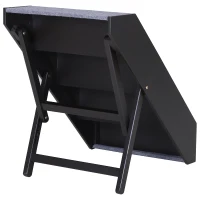 PawHut 4 Step Height Adjustable Portable Wooden Easy Climb Pet Stairs - Dark Brown(m-8)