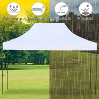 Outsunny 10' x 15' Pop Up Canopy Gazebo with 3-Level Adjustable Height, Wheeled Roller Bag, UV Fighting Roof, White(m-4)