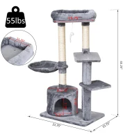 PawHut 43"H Nest Level Cat Tree Scratcher Kitty Condo(m-3)