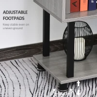 HOMCOM Mobile L-Shaped Rotating Computer Desk with Storage Shelves Moveable Rolling Writing Table Home Office Study Workstation for Home Office, Grey(m-6)