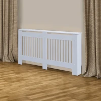 HOMCOM 60" Radiator Cover Painted Slatted MDF Cabinet Lined Grill White(m-1)
