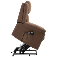 HOMCOM 152° Adjustable Electric Power Lift Recliner Massage Chair Linen Surface w/ 8 Vibration Points 2 Remote Living Room Office Furniture - Brown(m-10)