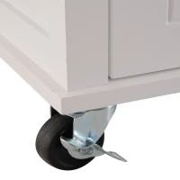 Open Box HOMCOM 27.5" Pine Wood Bamboo Portable Rolling Kitchen Island Cart with Wheels - White(m-12)