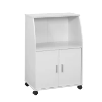 Monarch 33" Two-Door Open Storage Multi-Purpose Kitchen Cart with Wheels - White Finish(m-1)