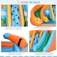 Outsunny Giraffe Style Kids Inflatable Water Slide 4 in 1 Bounce House Slide Pool Gun Climbing Wall with 750W Air Blower for Summer Playland(m-7)