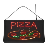 LED "Pizza" Sign - 2 Flash Patterns - Black Board/Colourful Bulbs(m-1)